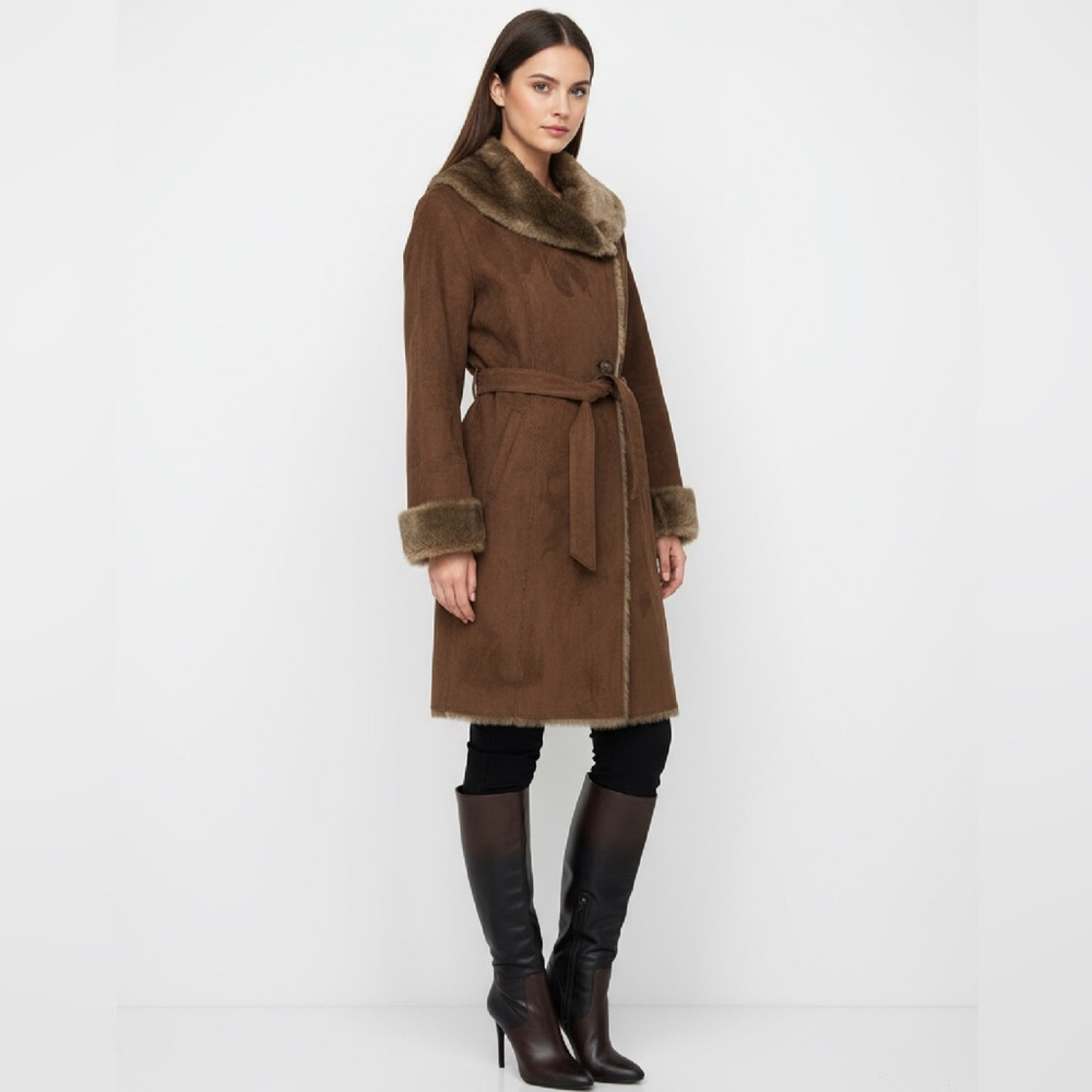(#70)ESPRIT Faux Suede and Faux Fur Jacket